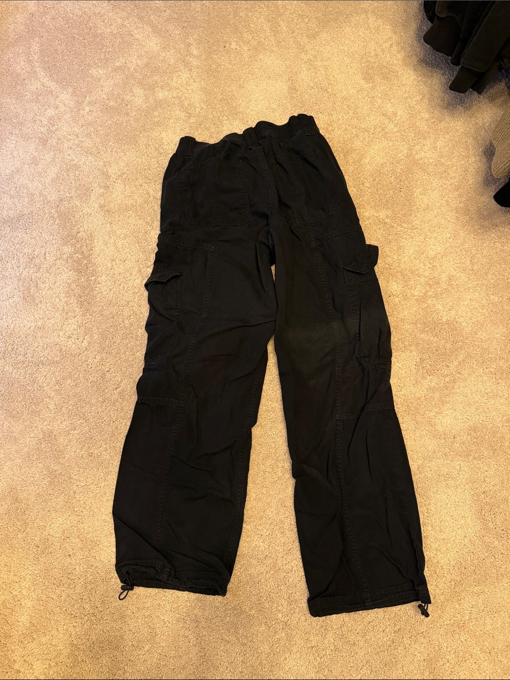 Black Cargo Pants with Elastic Waist - Picture 2 of 2